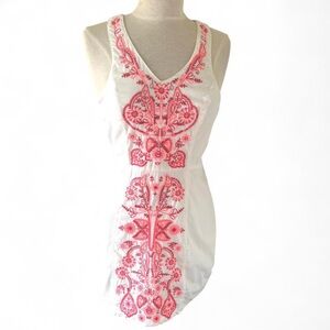 Free People White and Pink Mini Dress